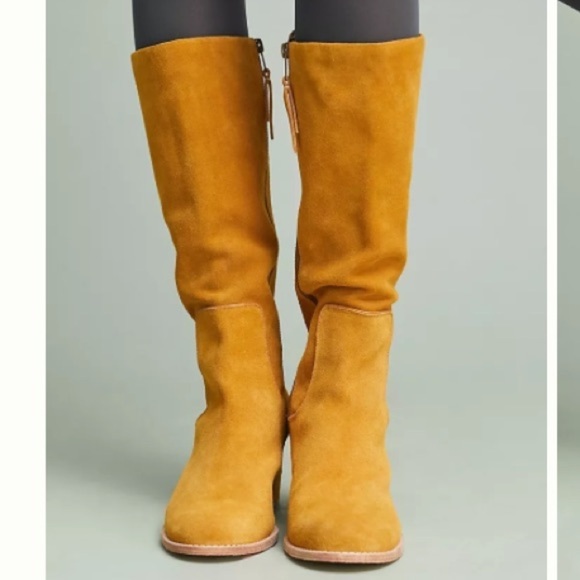 Anthropologie Bill Blass Becket Suede Leather Knee High Boots Sz 6 Hippie Office - Picture 5 of 16